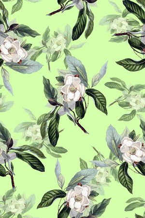 手绘植物花卉数码印花印花华亿平台图片