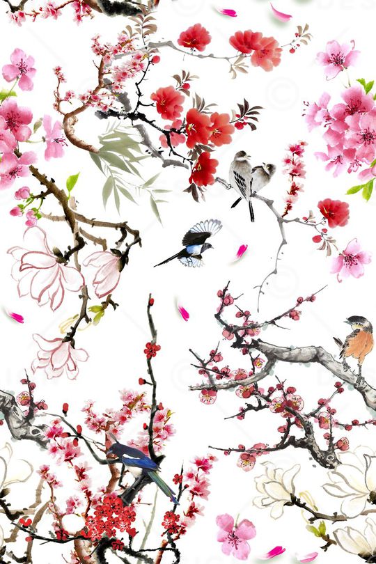 花鸟印花华亿平台图片