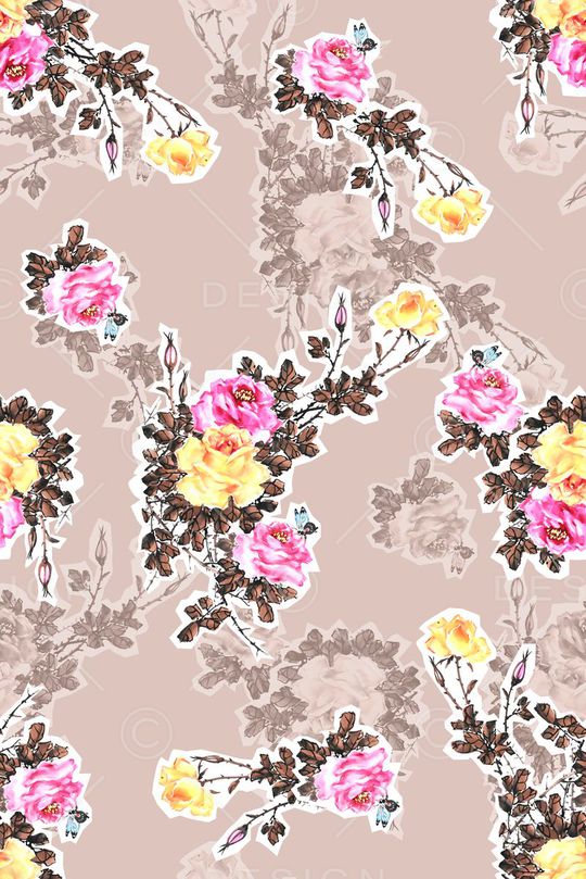 抽象手绘满版中国风印花华亿平台图片