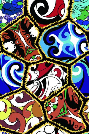 抽像几何海洋风印花华亿平台图片