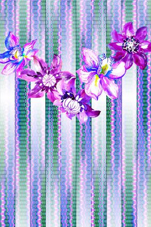 水彩花卉印花华亿平台图片