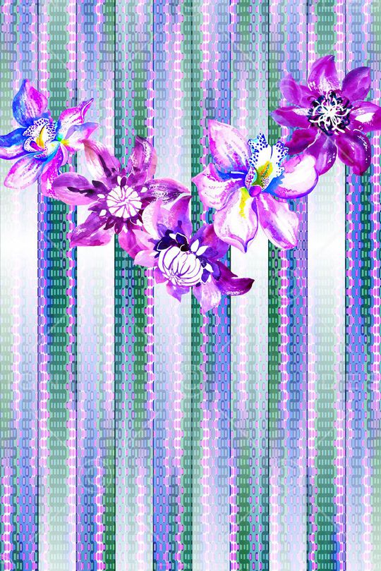 水彩花卉印花华亿平台图片