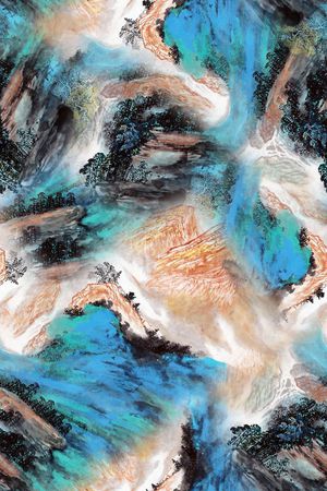 水墨印花华亿平台图片