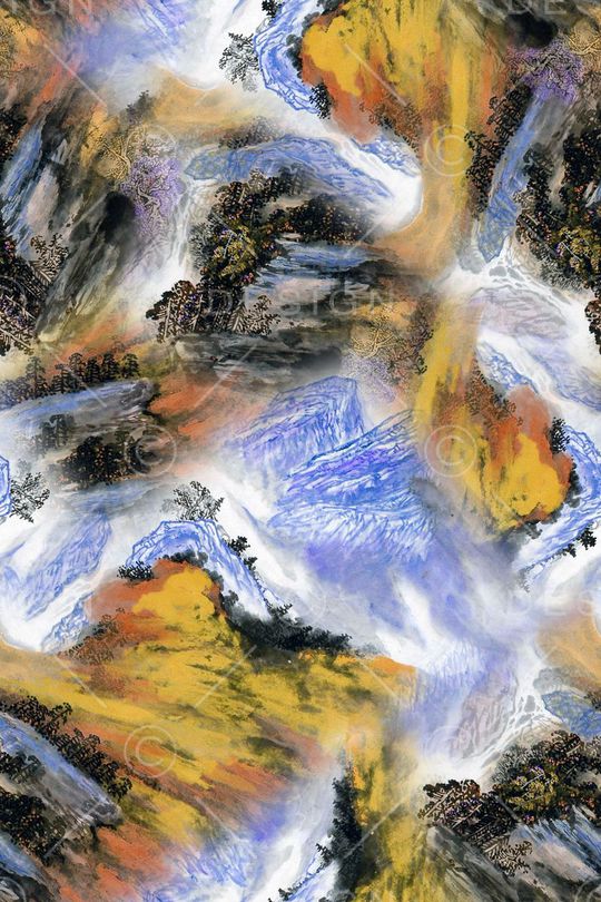 水墨印花华亿平台图片