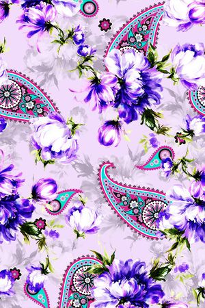 水彩色块花卉印花华亿平台图片