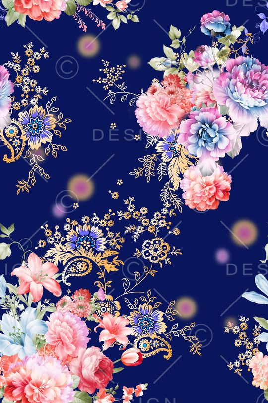 手绘花卉印花华亿平台图片