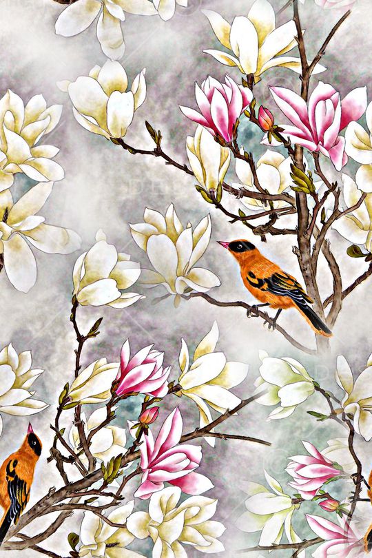 玉兰花印花华亿平台图片