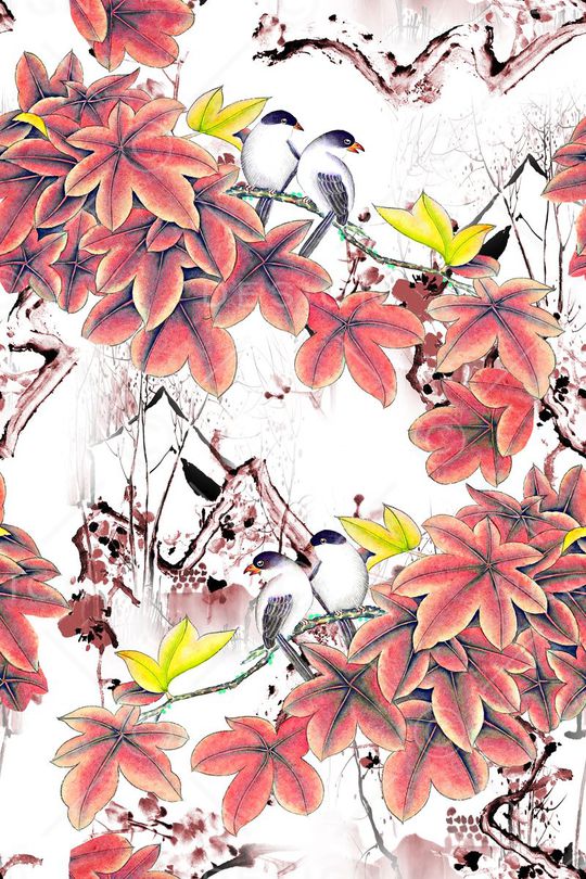 枫叶印花华亿平台图片