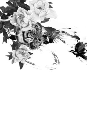 老虎与小花印花华亿平台图片