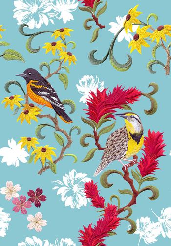 694856-黑白花刺绣花鸟-b