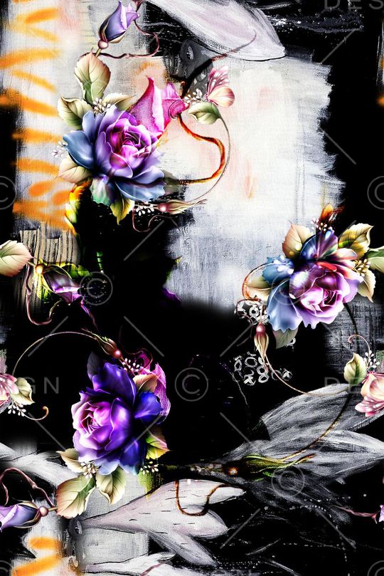 抽象花卉印花华亿平台图片