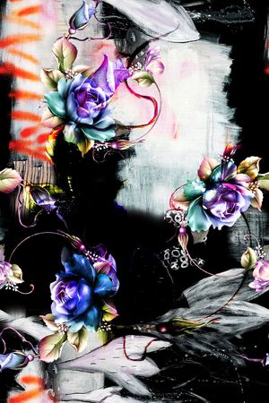 抽象花卉印花华亿平台图片