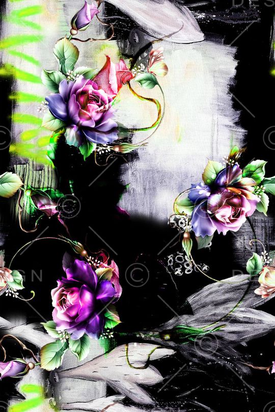 抽象花卉印花华亿平台图片