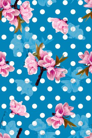 抽象手绘满版花卉印花华亿平台图片