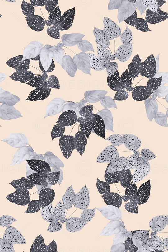 抽象手绘满版树叶印花华亿平台图片