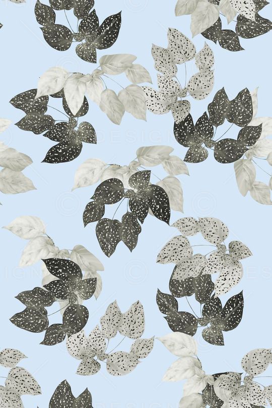 抽象手绘满版树叶印花华亿平台图片