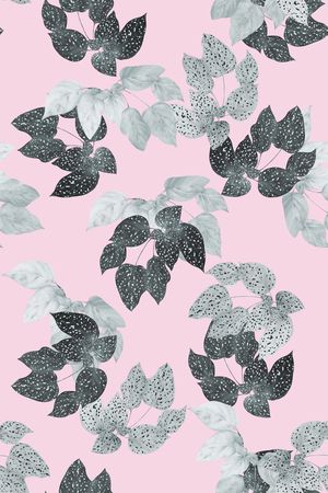 抽象手绘满版树叶印花华亿平台图片