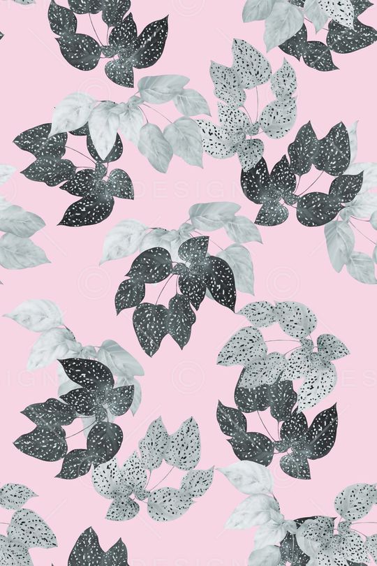 抽象手绘满版树叶印花华亿平台图片