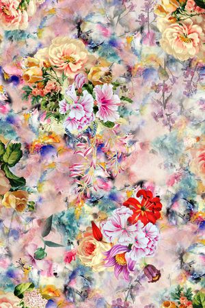 水彩花卉印花华亿平台图片