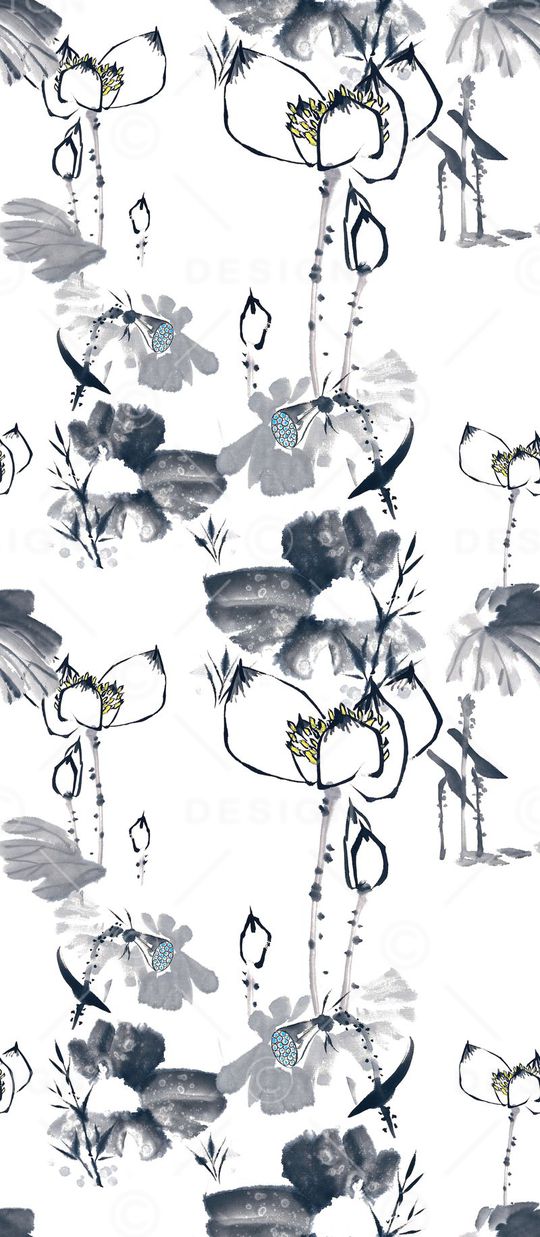 山水画印花华亿平台图片