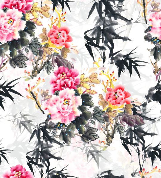 山水画印花华亿平台图片