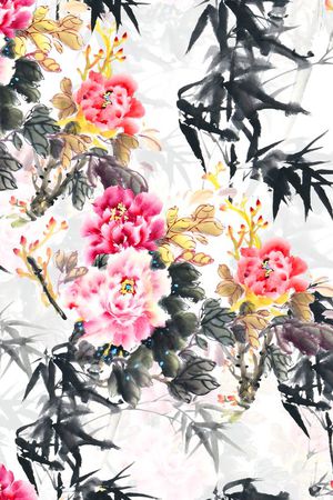 山水画印花华亿平台图片