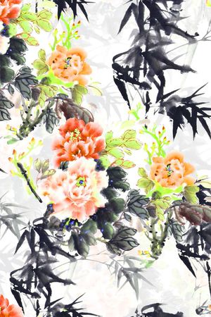 山水画印花华亿平台图片