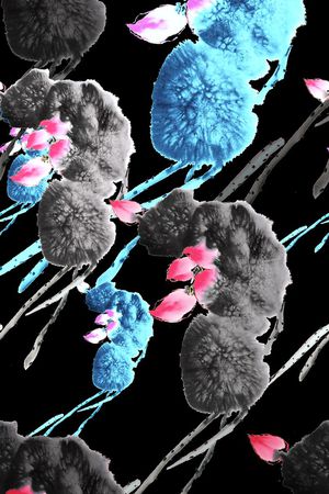 山水画印花华亿平台图片