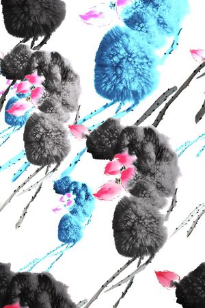 山水画印花华亿平台图片