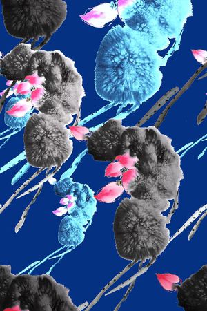 山水画印花华亿平台图片