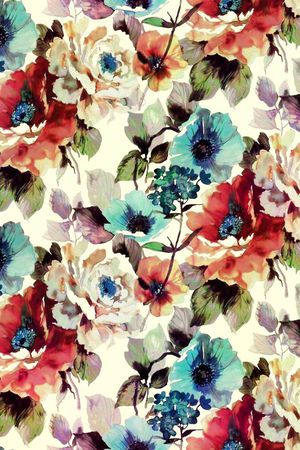 水彩花卉印花华亿平台图片