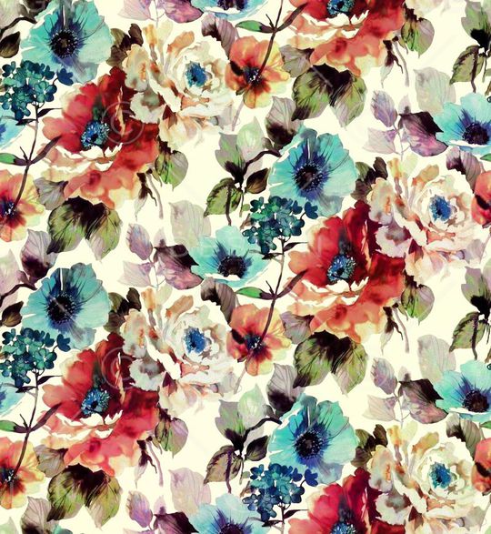 水彩花卉印花华亿平台图片