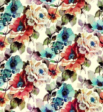 水彩花卉印花华亿平台图片