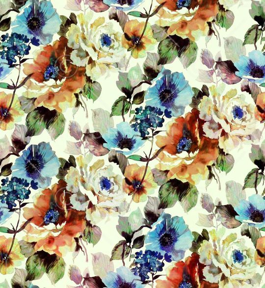 水彩花卉印花华亿平台图片