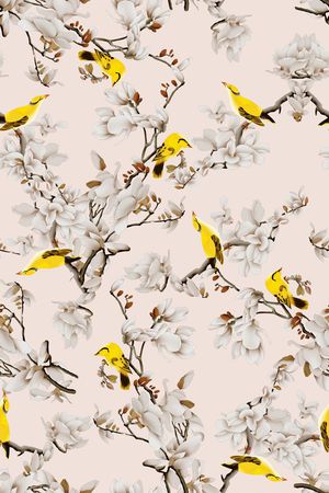 水墨玉兰花印花华亿平台图片