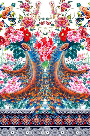 国画牡丹印花华亿平台图片