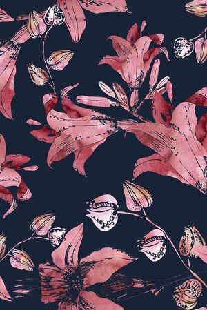 水彩手绘花卉印花华亿平台图片