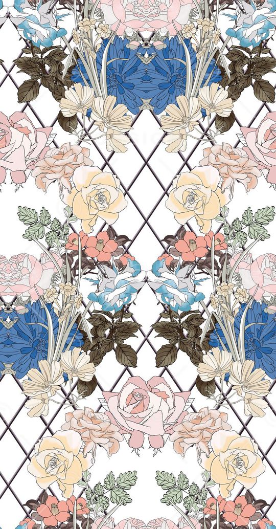 手绘线条玫瑰印花华亿平台图片