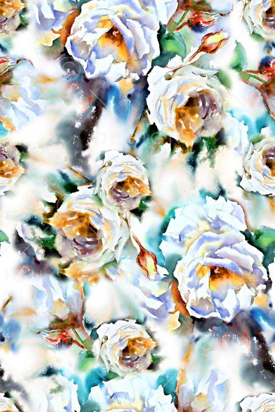 抽象手绘满版花卉印花华亿平台图片