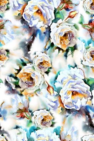 抽象手绘满版花卉印花华亿平台图片