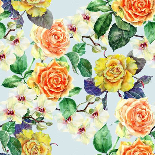 水彩图案印花华亿平台图片