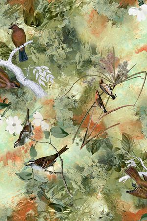 抽象油画印花华亿平台图片