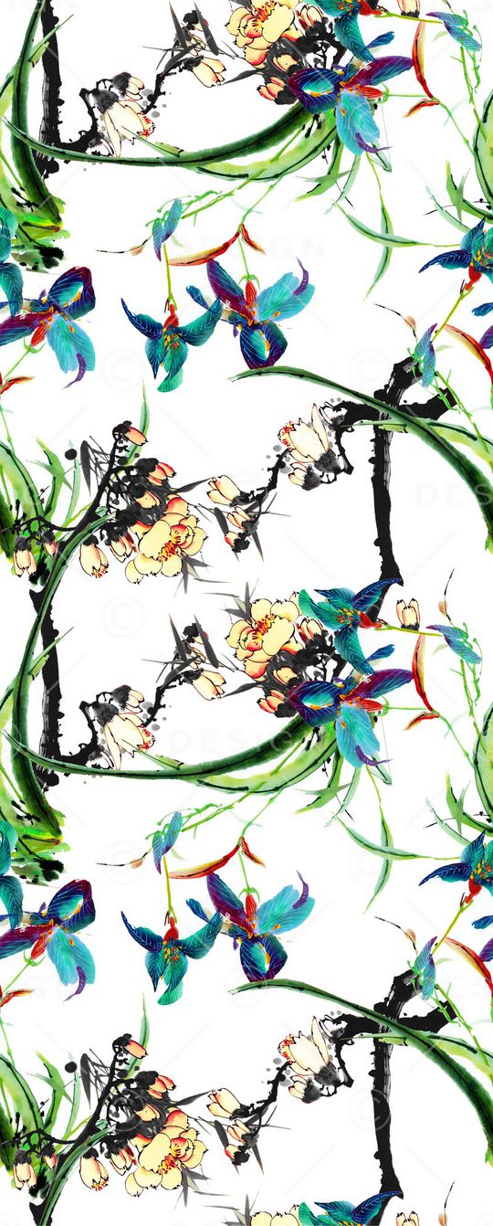 山水画印花华亿平台图片