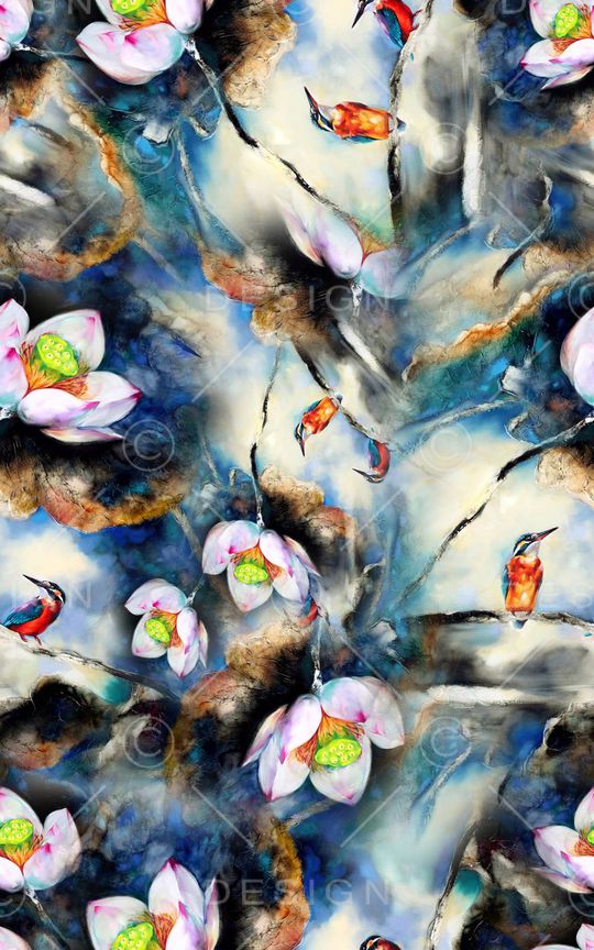 荷花印花华亿平台图片