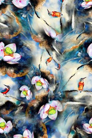 荷花印花华亿平台图片