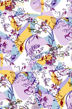 手绘矢量色块花纹印花华亿平台图片