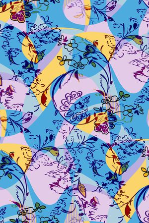 手绘矢量色块花纹印花华亿平台图片