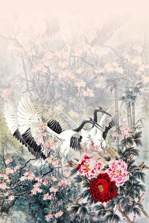 中国风定位花印花华亿平台图片