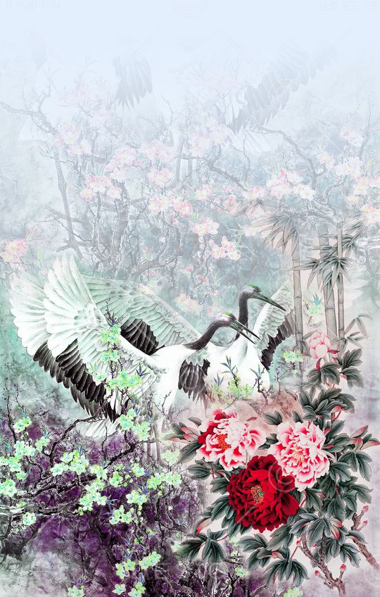 中国风定位花印花华亿平台图片