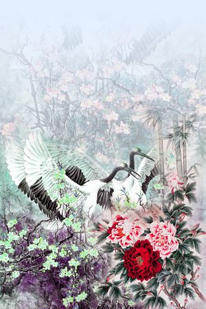 中国风定位花印花华亿平台图片